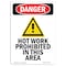 Signmission OSHA Danger Sign, Hot Work Prohibited, 10in X 7in Decal, 7" W, 10" H, Portrait, Hot Work Prohibited OS-DS-D-710-V-1366 - alternate 1